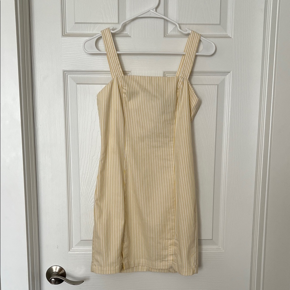 Forever 21 Yellow & White Striped Mini Jumper Dress Dress